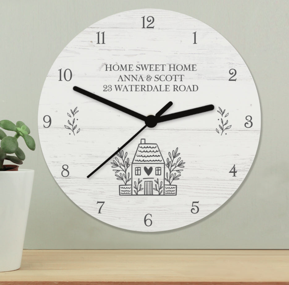 Personalised HOME Shabby Chic Wooden Clock