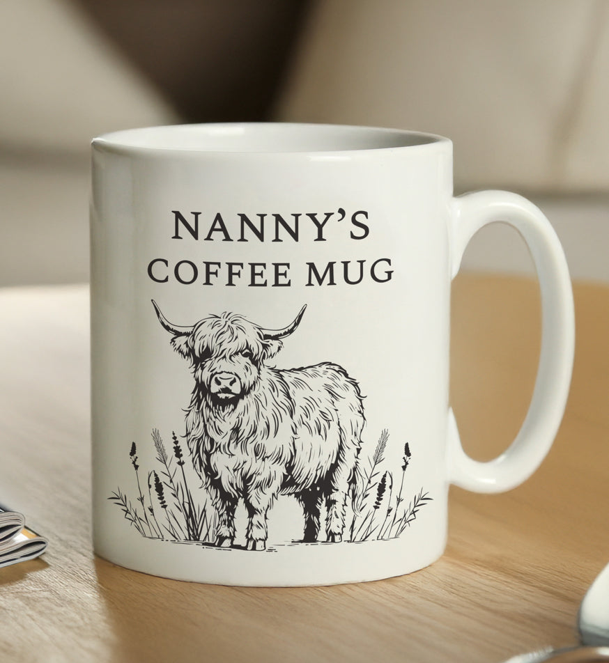 Personalised Black Highland Cow Mug