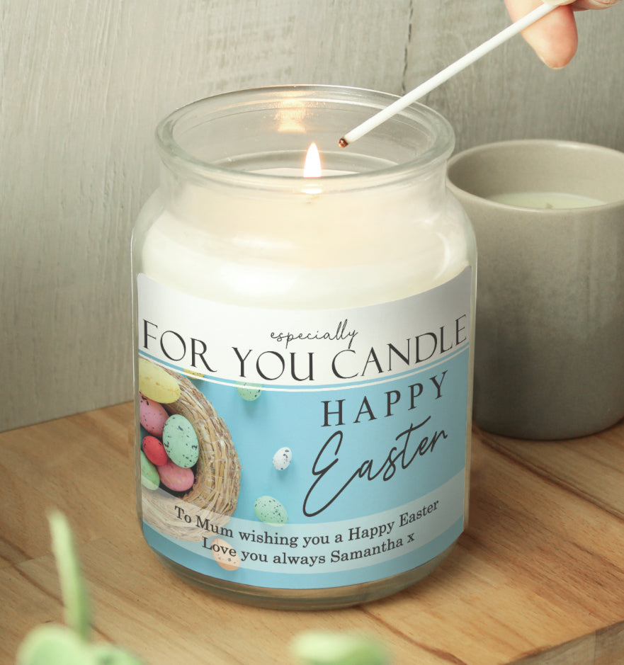 Personalised Happy Easter Large Scented Candle Jar