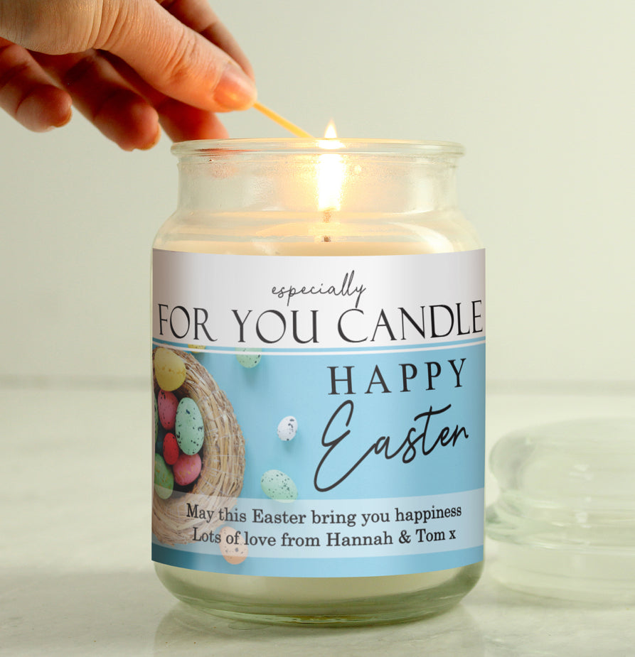 Personalised Happy Easter Large Scented Candle Jar