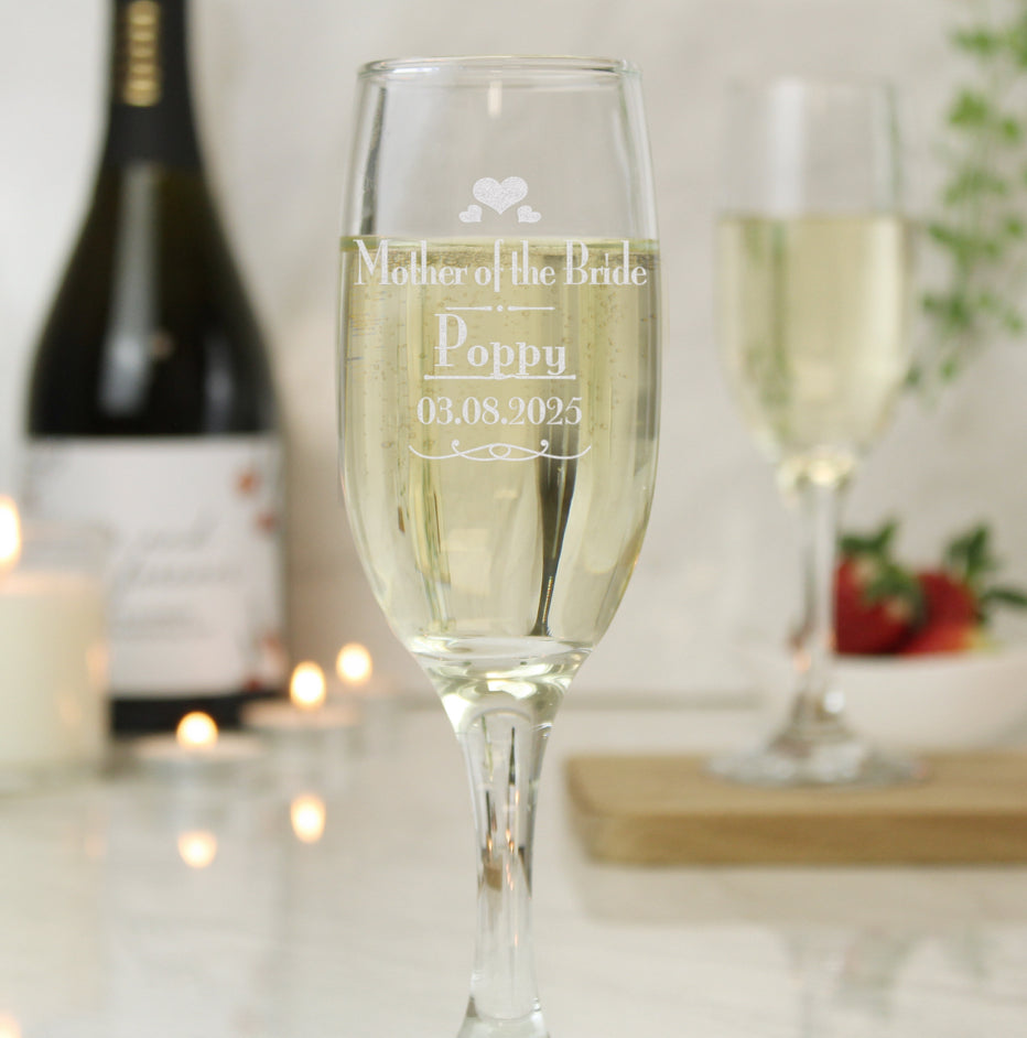 Personalised Decorative Wedding Mother of the Bride Glass Flute