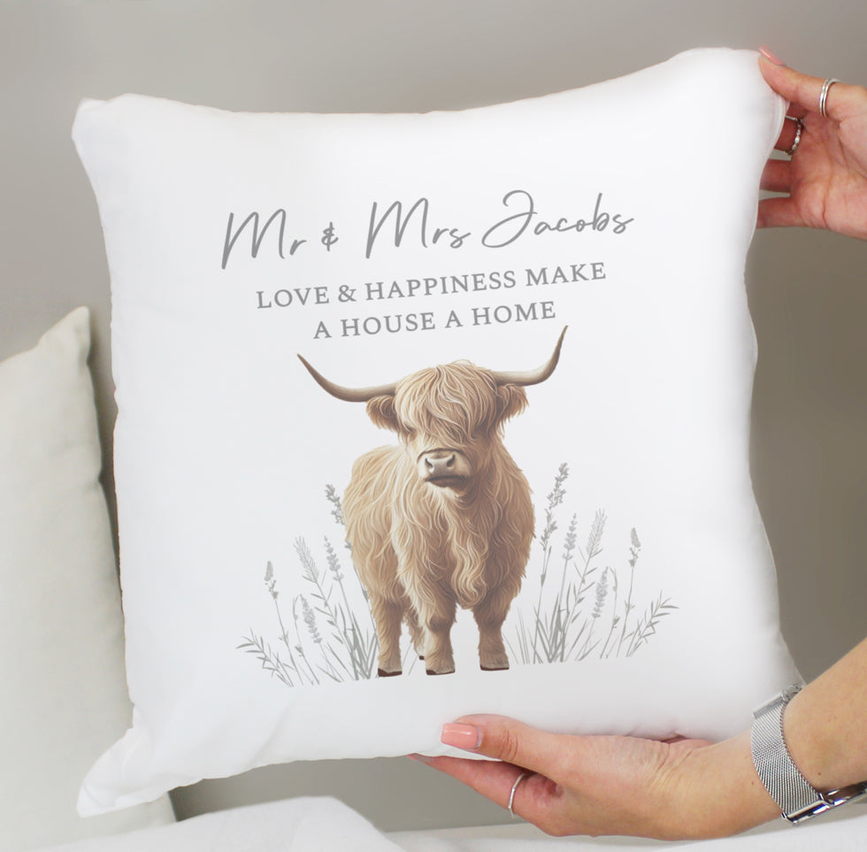 Personalised Highland Cow Cushion