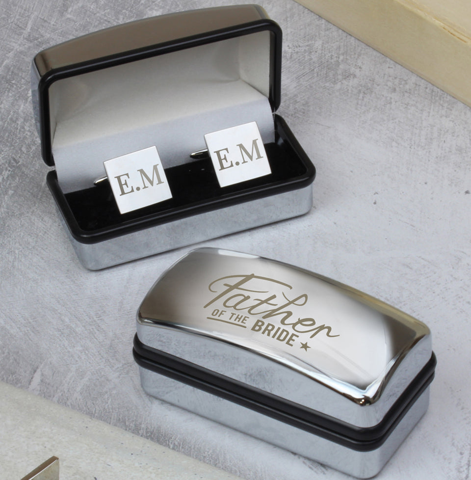 Personalised Father of the Bride Wedding Cufflinks and Box Set
