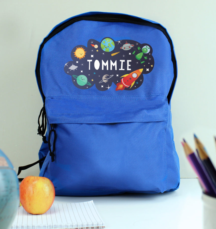 Personalised Space Blue Backpack
