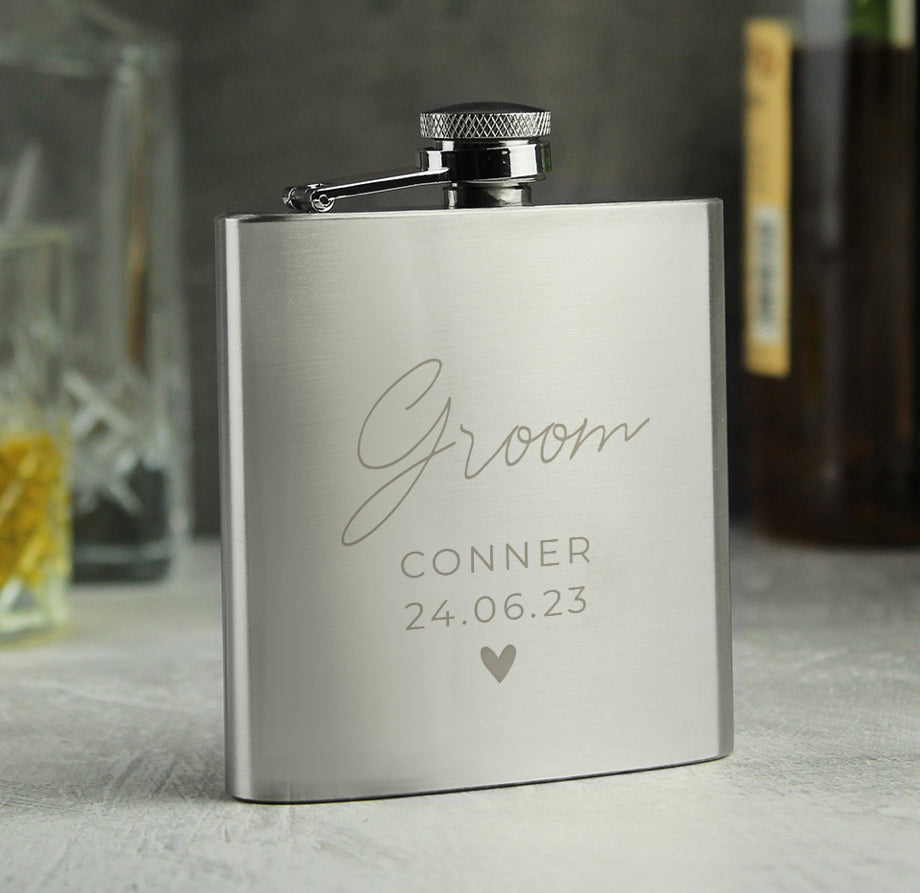 Personalised Free Text Wedding Party Hip Flask