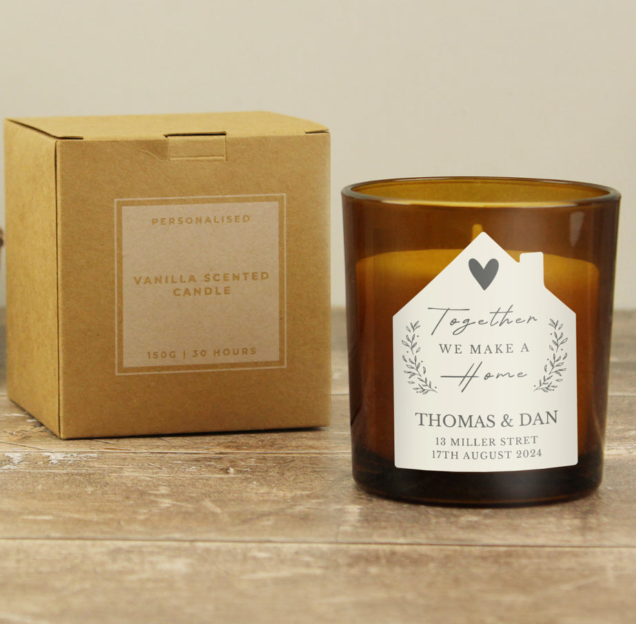 Personalised Home Amber Glass Candle