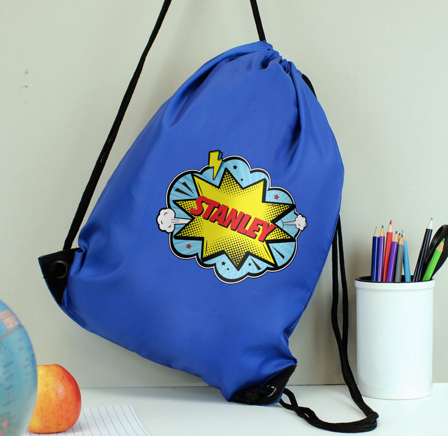 Personalised Superhero Blue Kit Bag