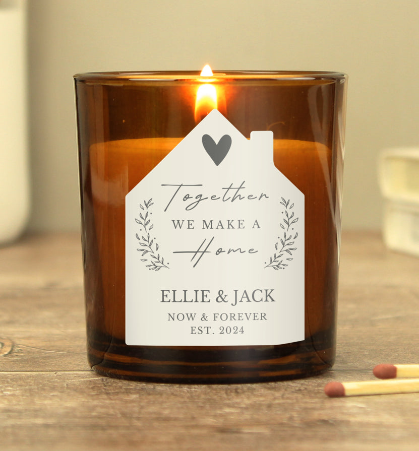 Personalised Home Amber Glass Candle