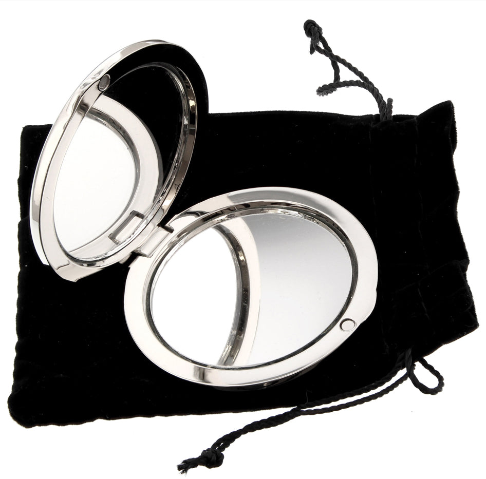 Personalised Silver Round Compact Mirror