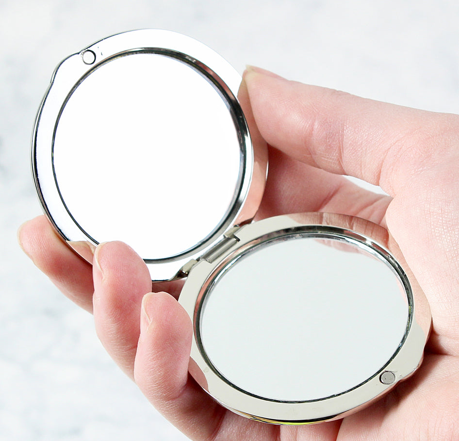 Personalised Flower Teachers Round Compact Mirror
