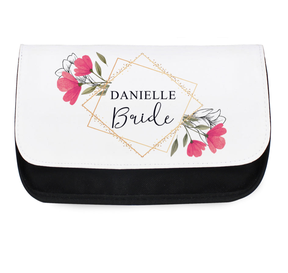 Personalised Pink Floral Make Up Bag