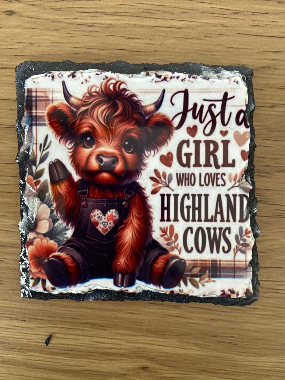 Just A Girl Who Loves Highland Cow Slate Coaster