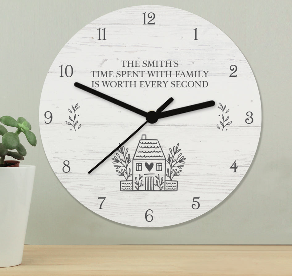 Personalised HOME Shabby Chic Wooden Clock