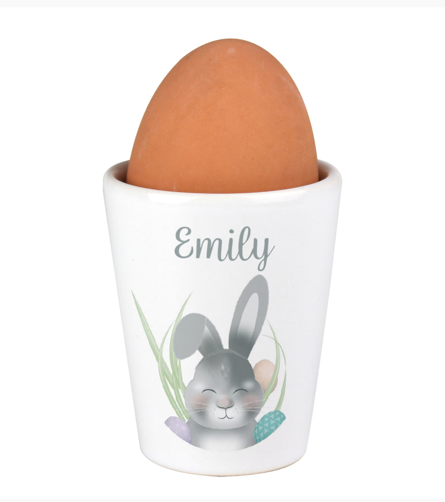 Personalised Grey Easter Bunny Egg Cup