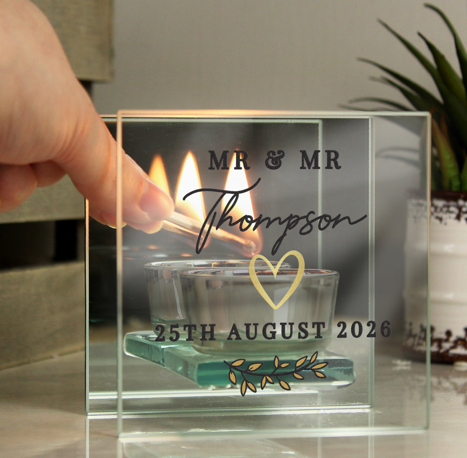 Personalised Wedding Mirrored Tealight Holder