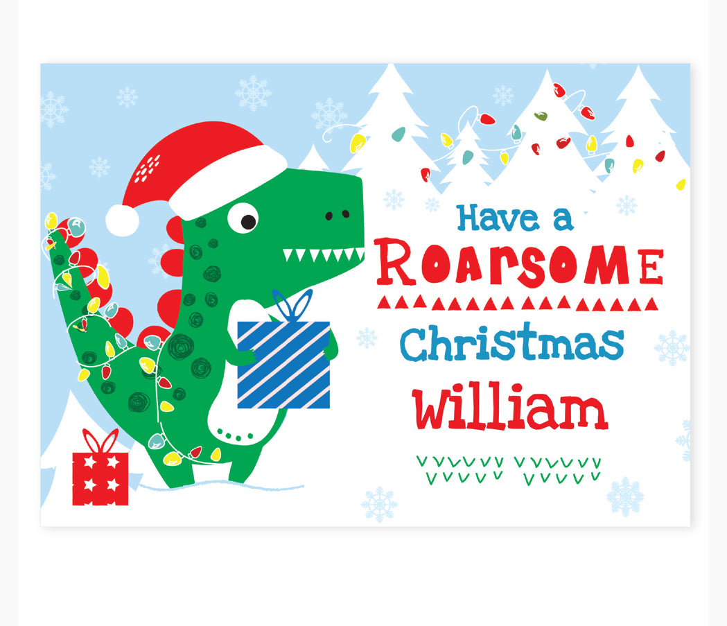 Personalised Dinosaur 'Have a Roarsome Christmas' Card