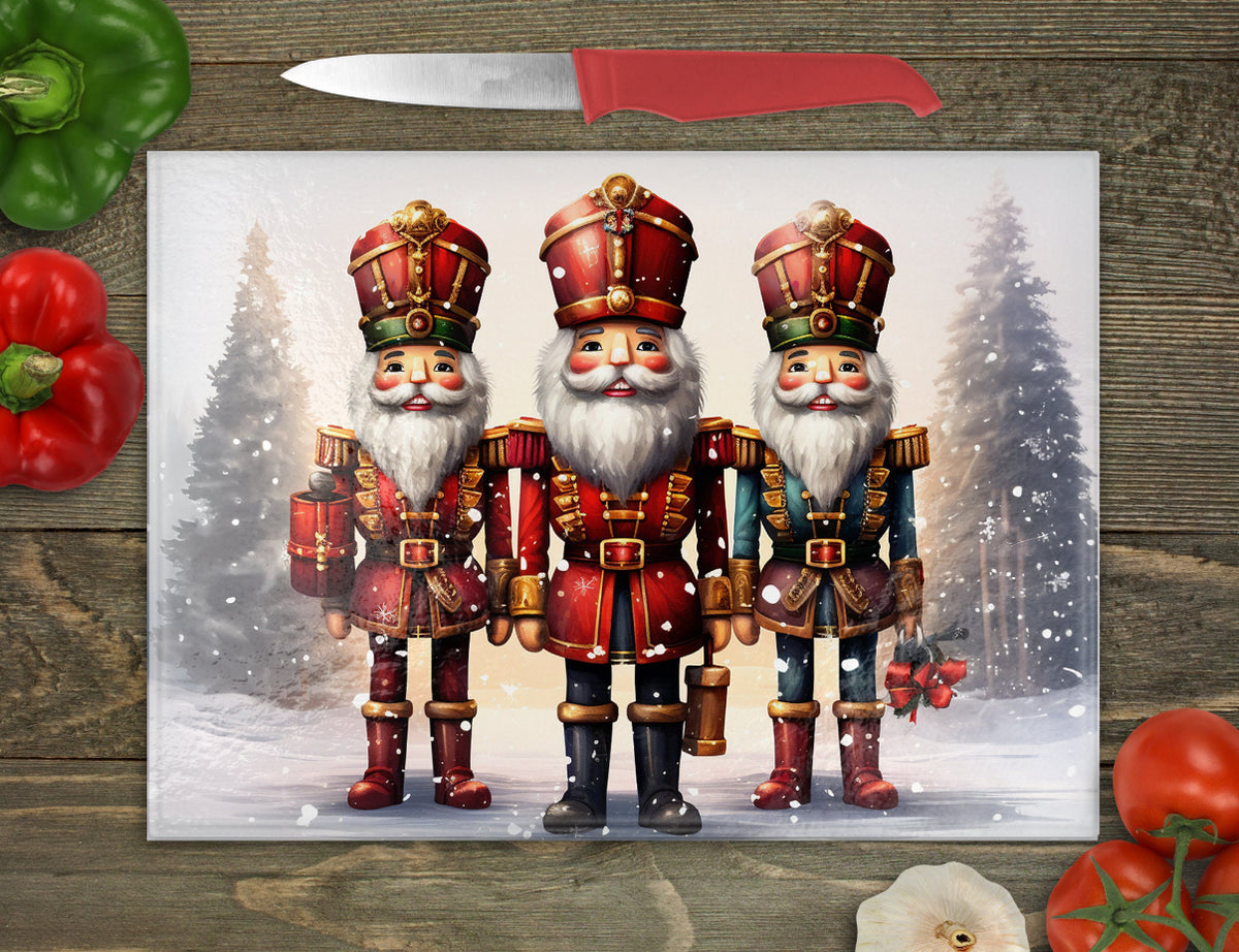 Christmas Nutcracker Glass Chopping Board