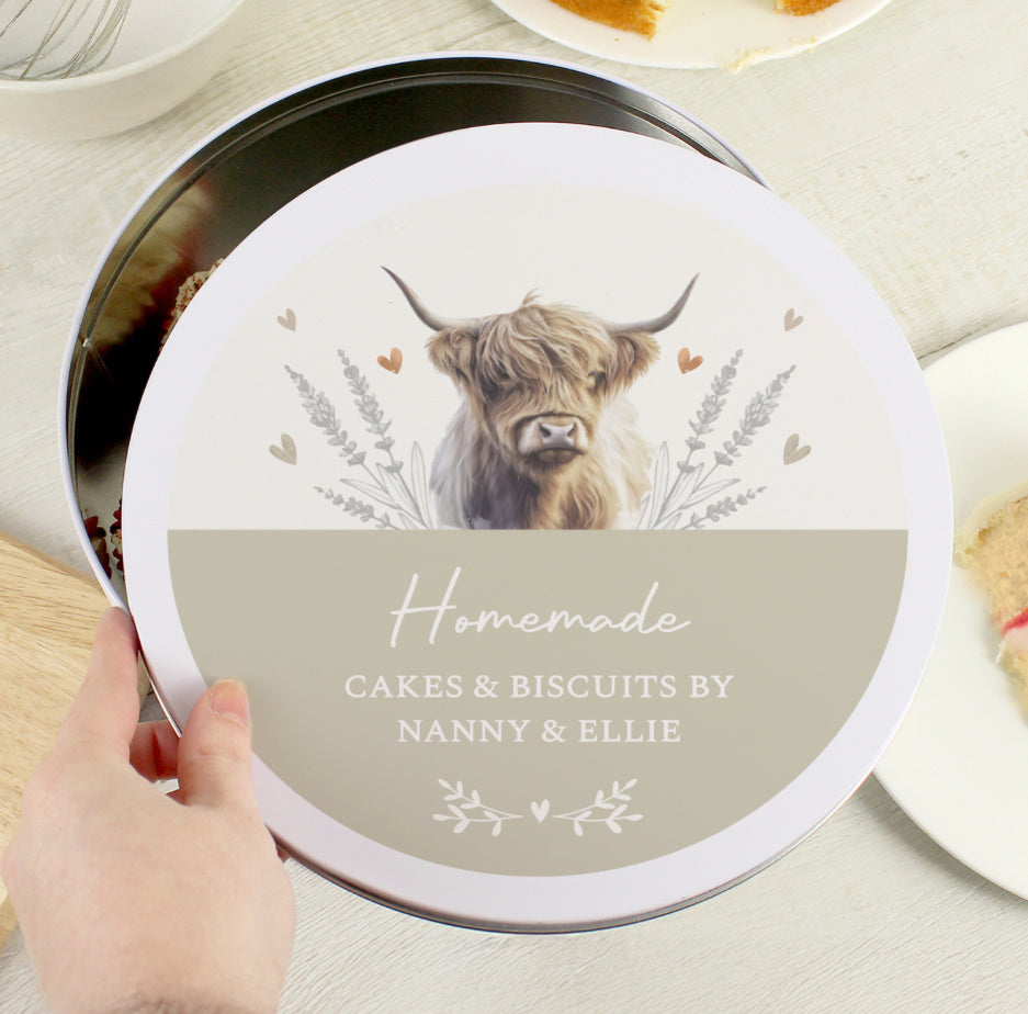 Personalised Highland Cow Cake Tin