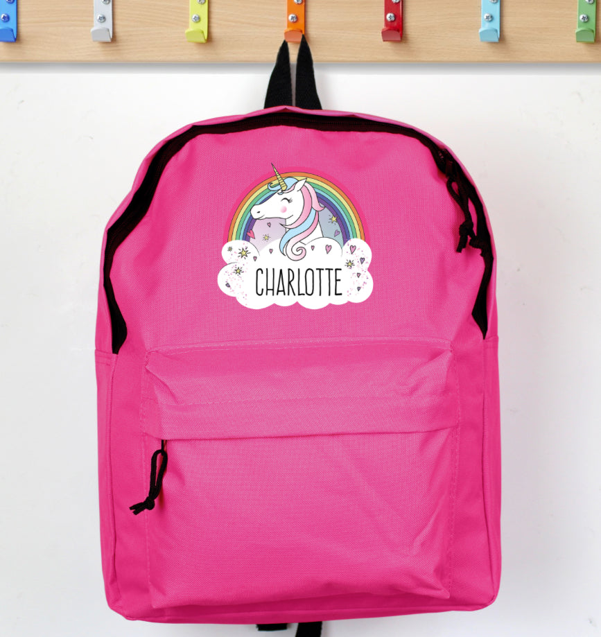 Personalised Unicorn Pink Backpack