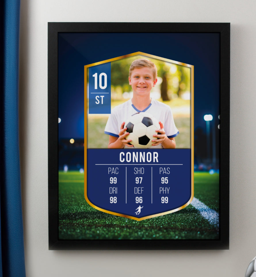 Personalised Photo Upload Football Card Black Poster Frame