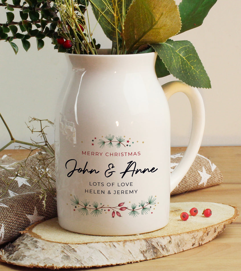 Personalised Christmas Flower Jug