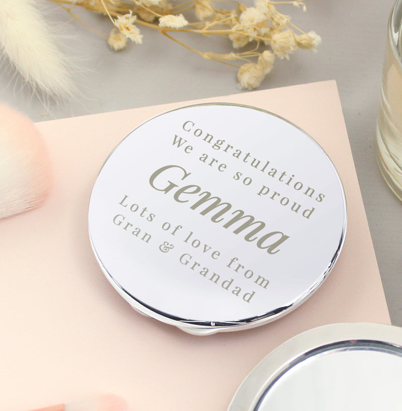 Personalised Free Text Compact Mirror