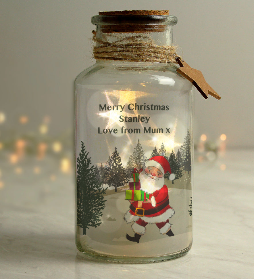 Personalised Santa LED Glass Jar