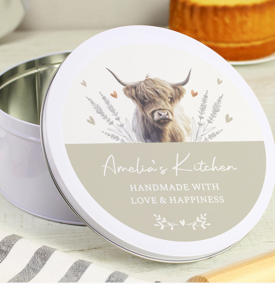 Personalised Highland Cow Cake Tin