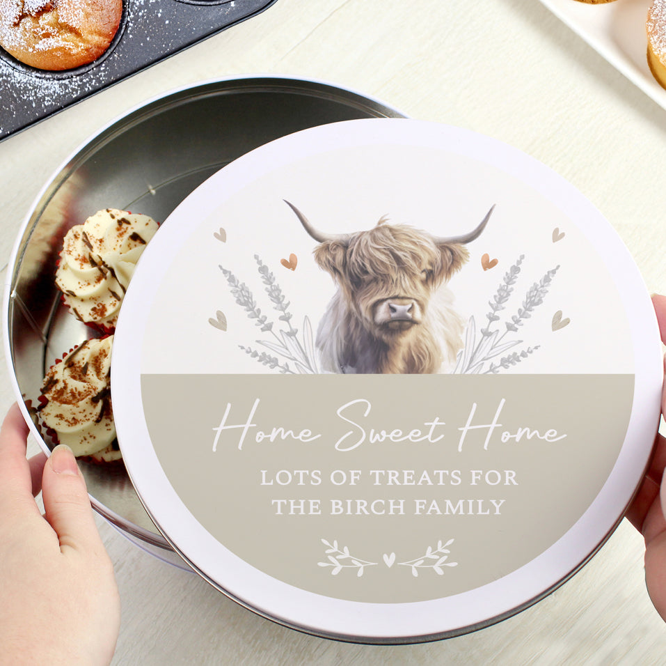 Personalised Highland Cow Cake Tin