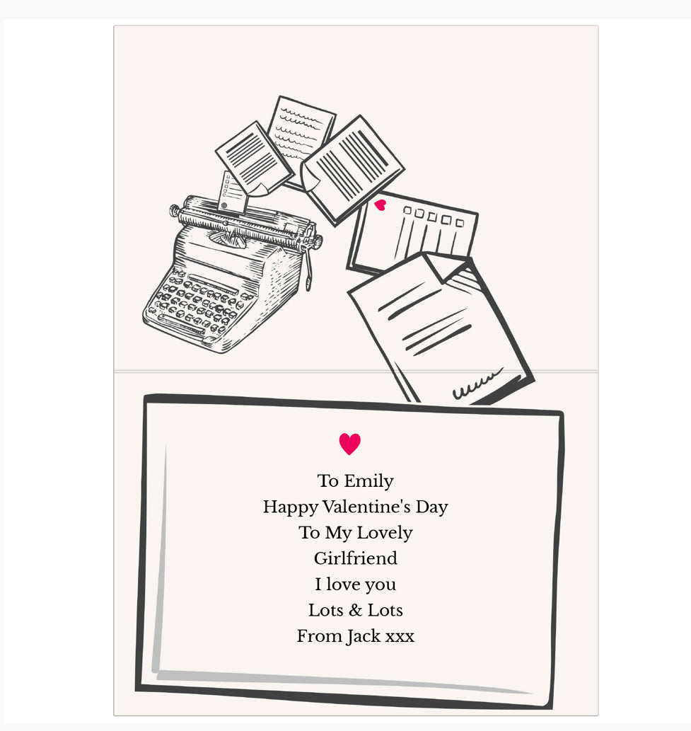 Personalised Just My Type Valentines Card
