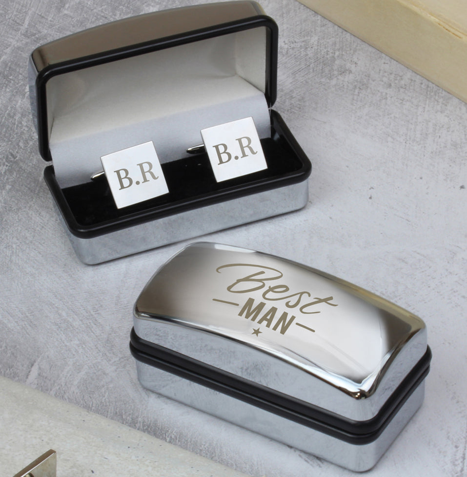 Personalised Best Man Wedding Cufflinks and Box Set