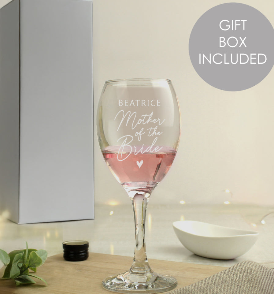 Personalised Mother of the Bride Wine Glass