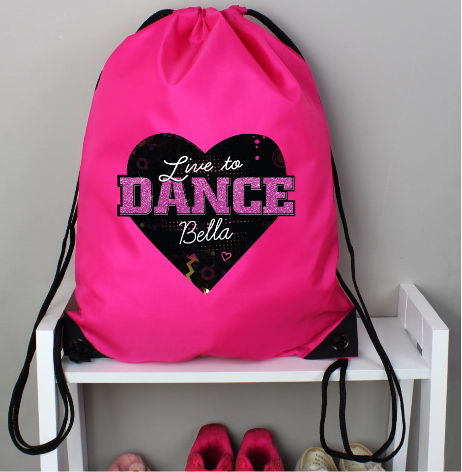 Personalised 'Live to Dance' Pink Kit Bag