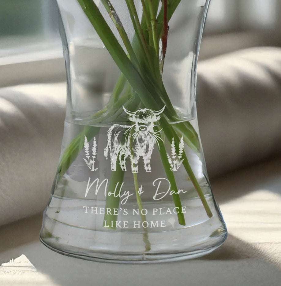 Personalised Highland Cow Waisted Vase