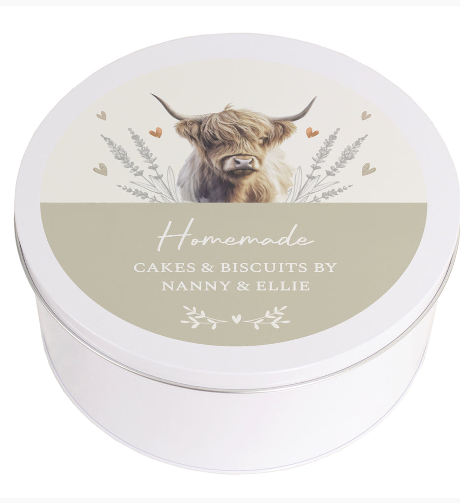 Personalised Highland Cow Cake Tin