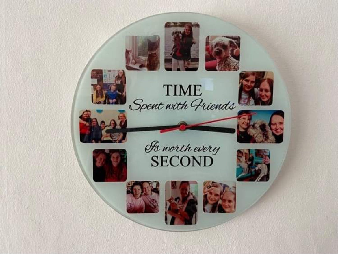 Time Spent With Friends 30cm Glass Clock