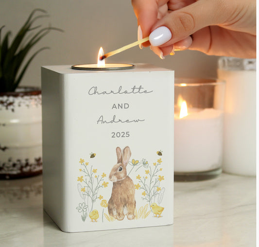 Personalised Spring Bunny Tealight Holder