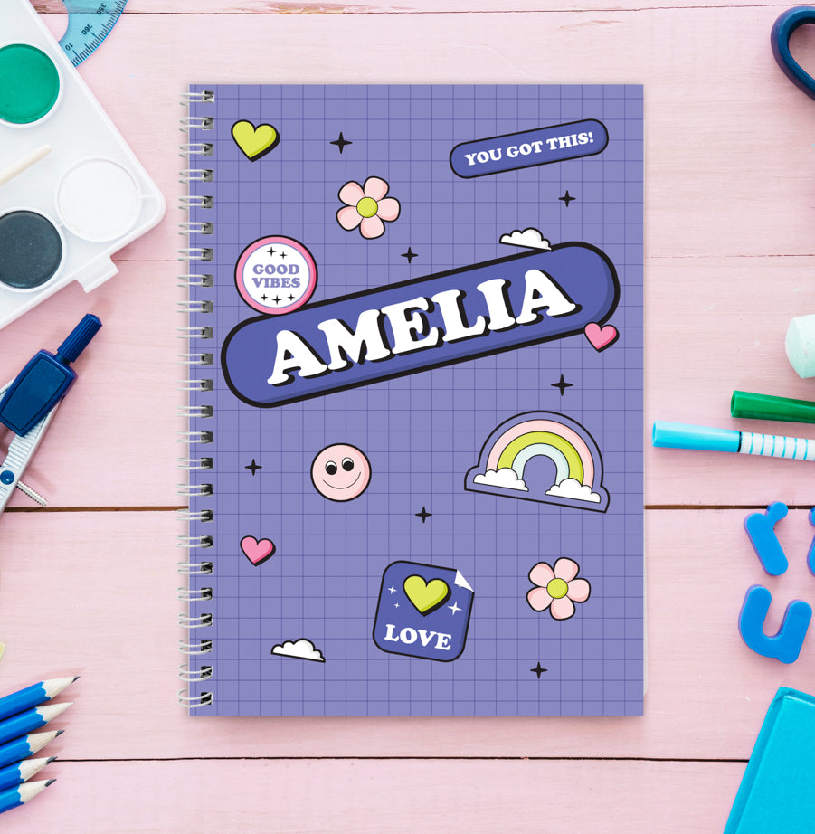 Personalised Good Vibes A5 Notebook