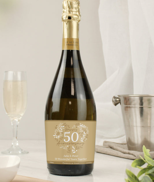 Personalised 50th Golden Wedding Anniversary Prosecco