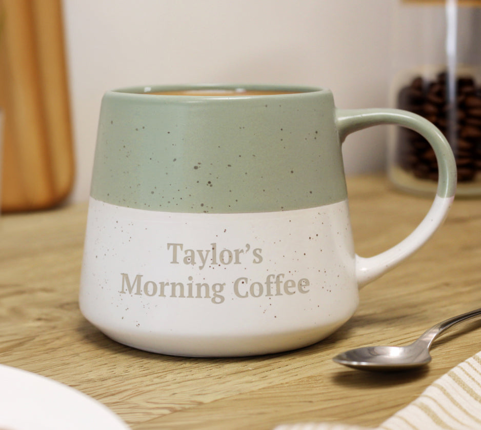 Personalised Green Speckled Ceramic Mug
