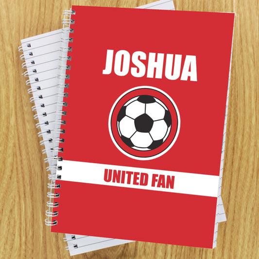 Personalised Red Football Fan A5 Notebook