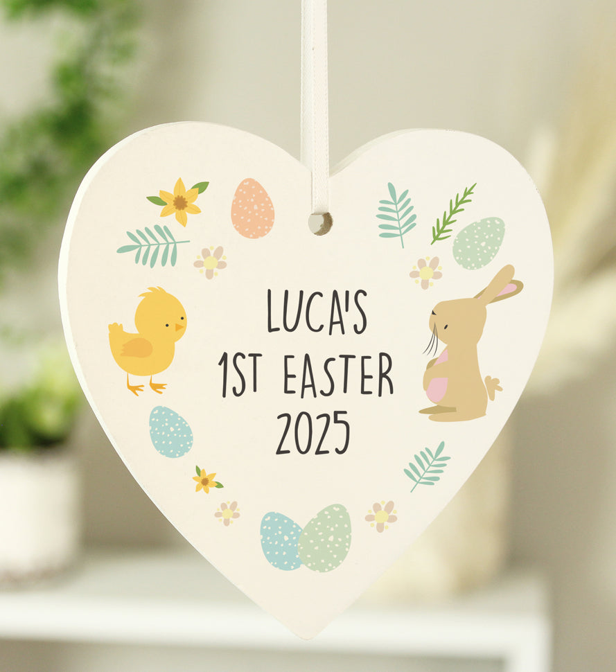 Personalised First Easter Heart Tree Decoration