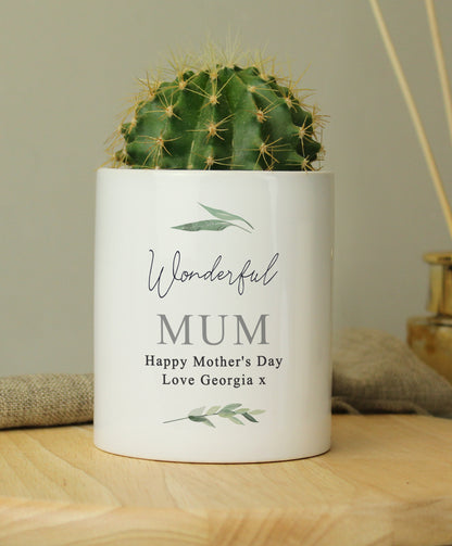 Personalised Free Text Botanical Ceramic Storage Pot