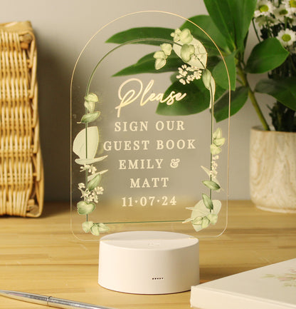 Personalised Botanical LED Colour Changing Wedding Sign