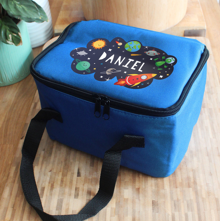 Personalised Space Blue Lunch Bag