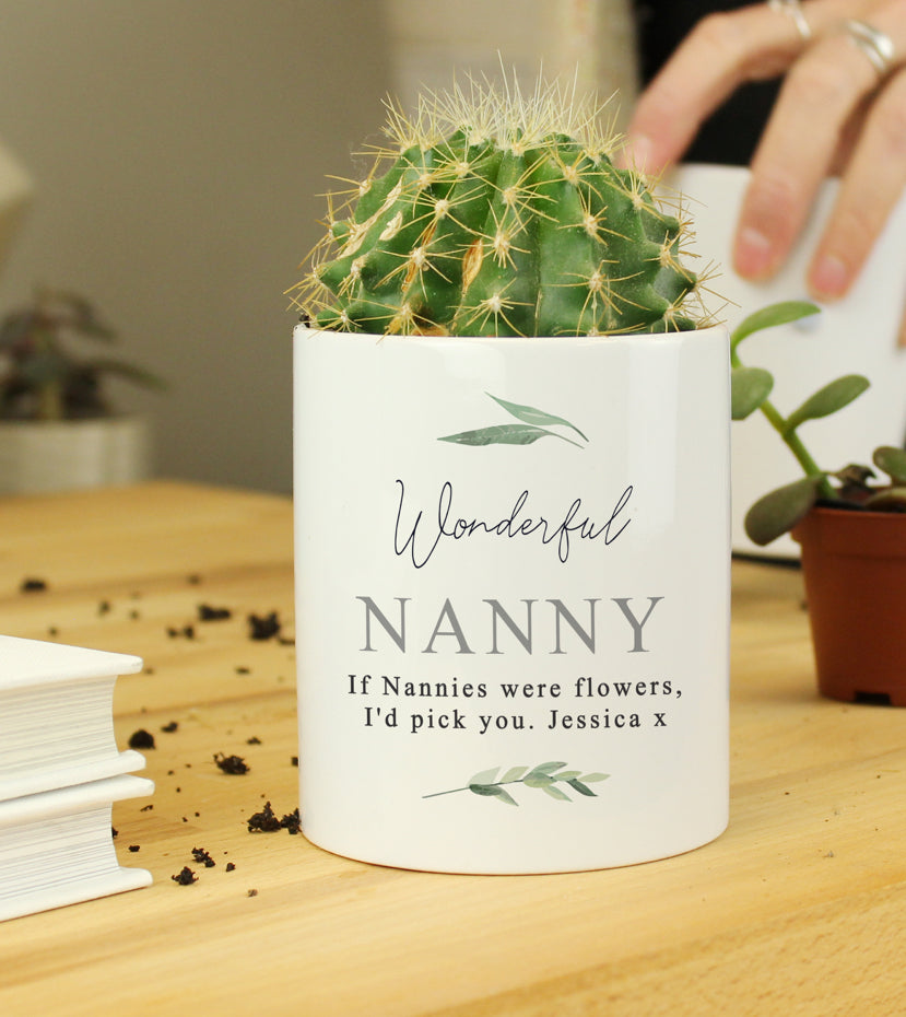 Personalised Free Text Botanical Ceramic Storage Pot