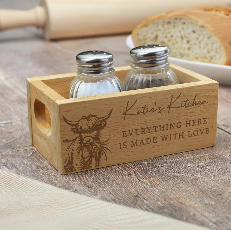 Personalised Highland Cow Mini Wooden Storage Crate