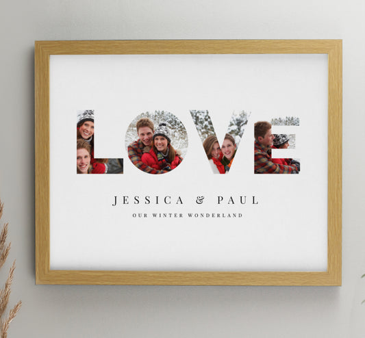 Personalised LOVE Photo Upload Oak Poster Frame