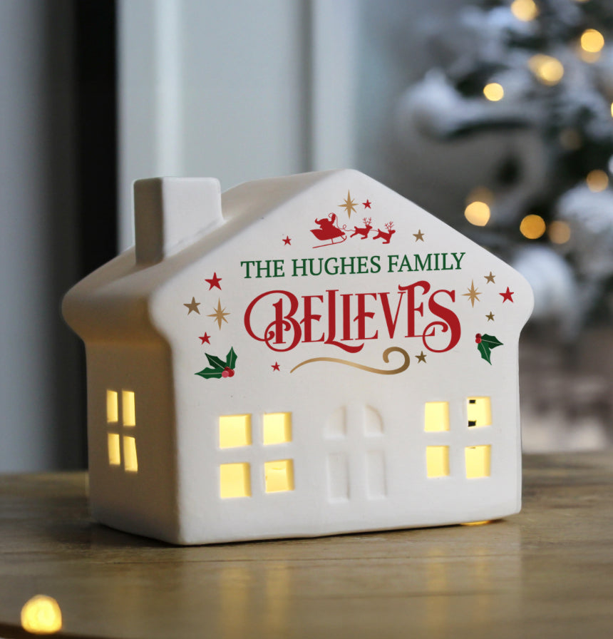Personalised Believe in Christmas LED House