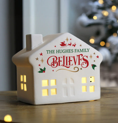 Personalised Believe in Christmas LED House